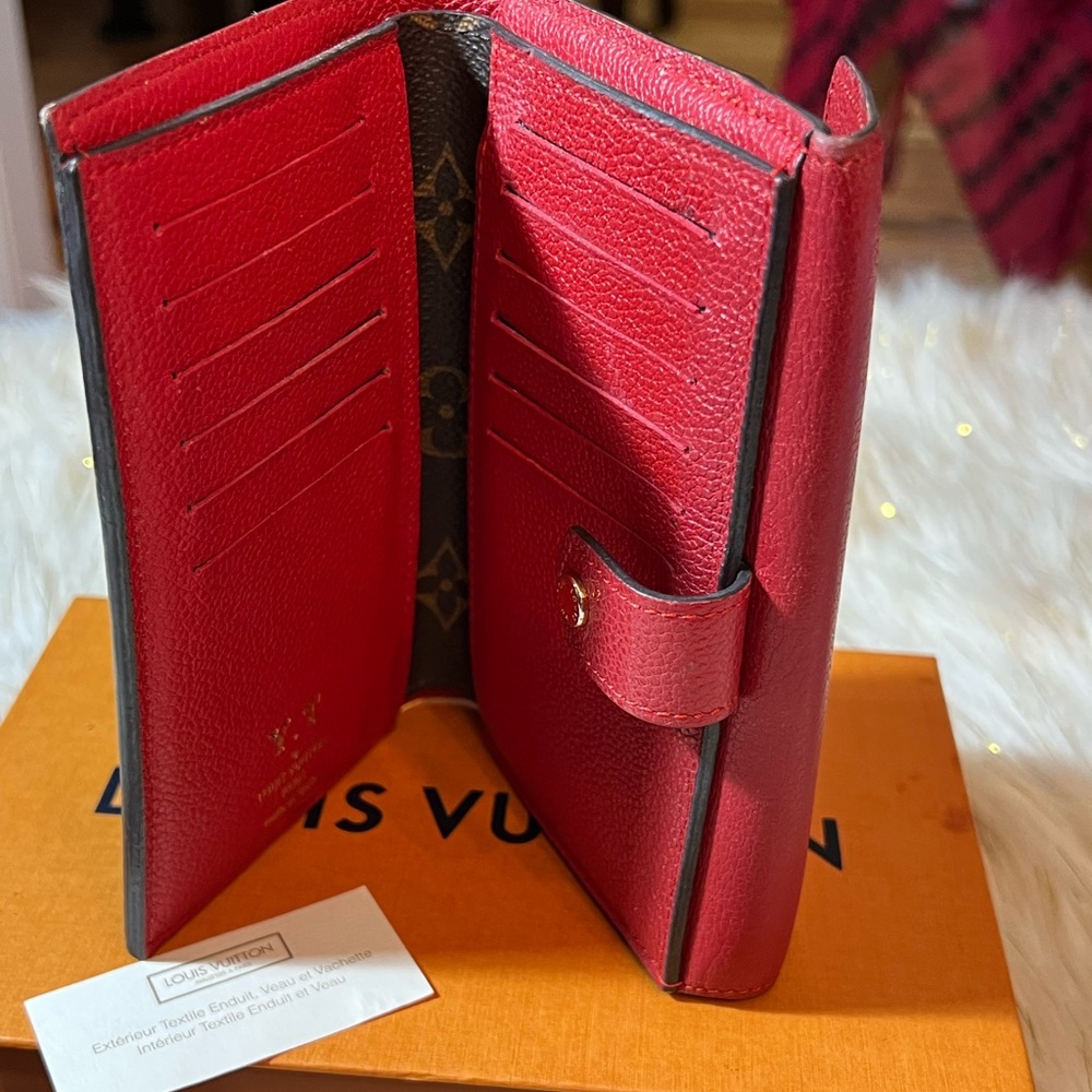 Louis Vuitton monogram Portefeiulle Pallas Bifold Red Wallet with box